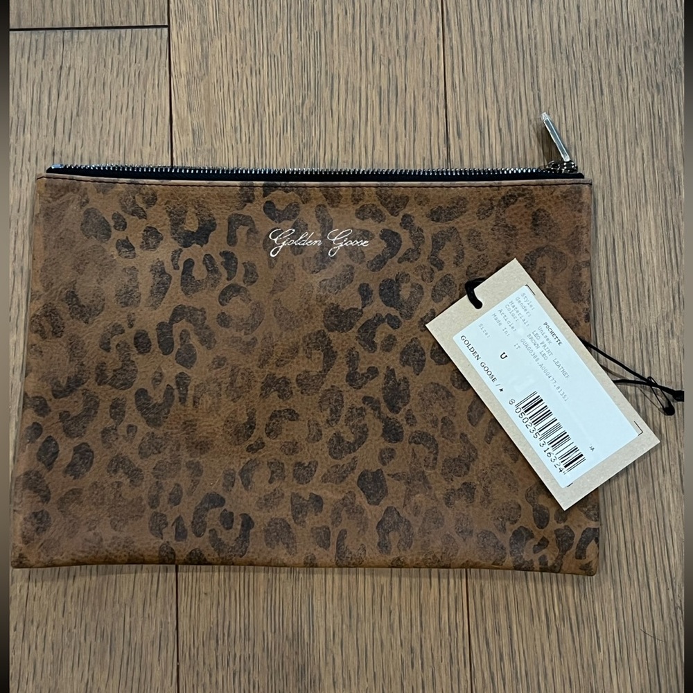 NWT RARE Golden Goose Cheetah Zipper Pouch